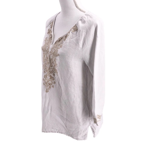Sympli NYC Womens Size Small Embroidered 100% Linen Bohemian Tunic Pullover - Picture 4 of 8